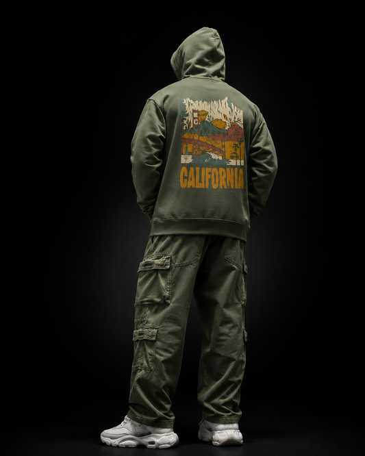 Men’s Olive Green Oversized Hoodie – California Streetwear Design