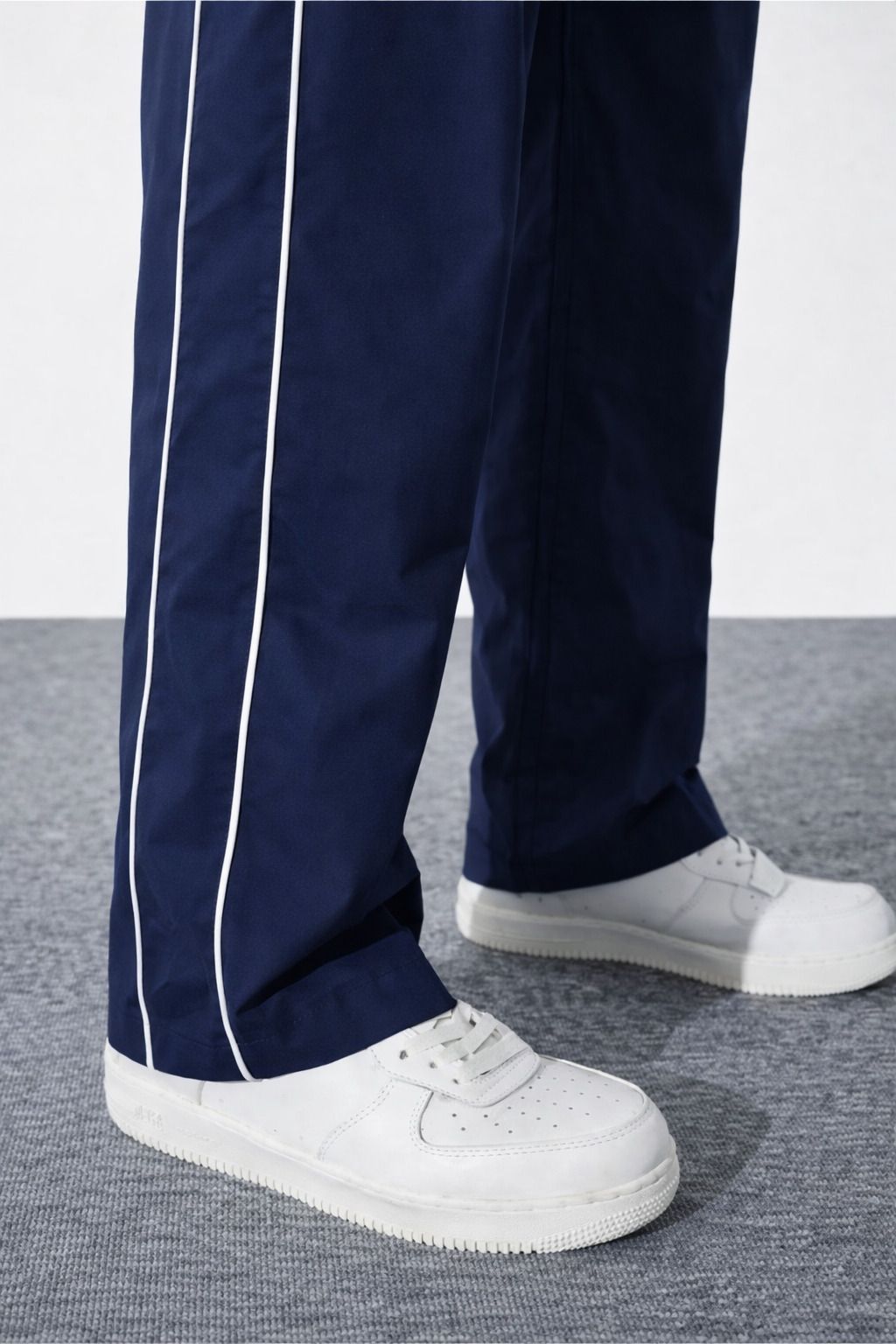 Dotteds Men's Navy Blue Polyester Pants with White Side Piping