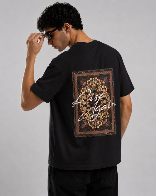 Heritage Pattern Graphic Oversized T-Shirt for Men