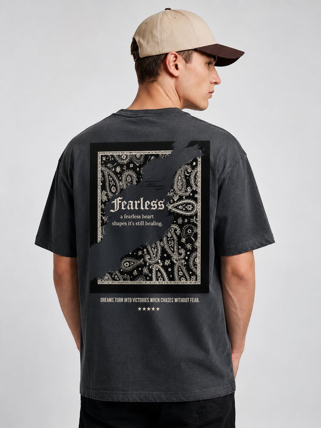 Men’s Casual Oversized T-Shirt | Fearless Print Cotton Streetwear Tee