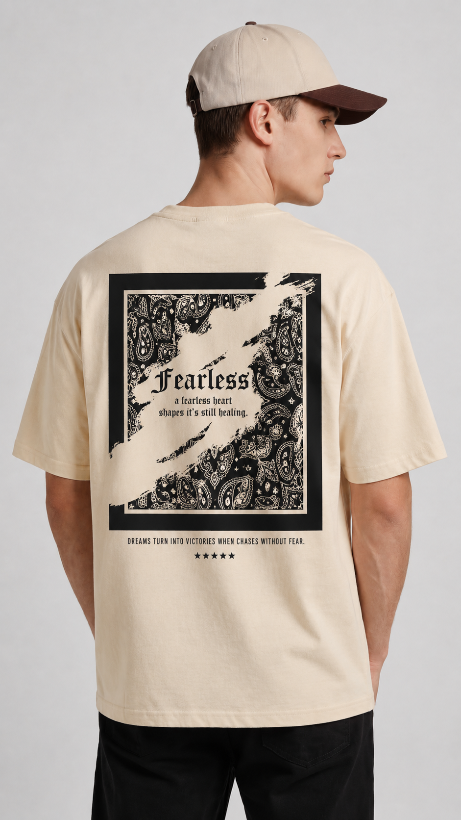 Men’s Casual Oversized T-Shirt | Fearless Print Cotton Streetwear Tee