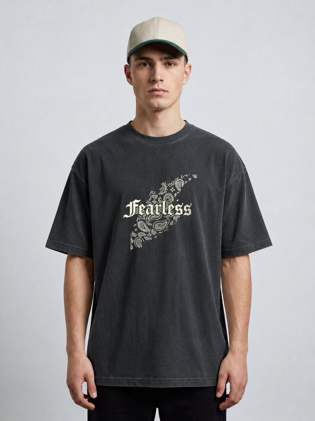Men’s Casual Oversized T-Shirt | Fearless Print Cotton Streetwear Tee