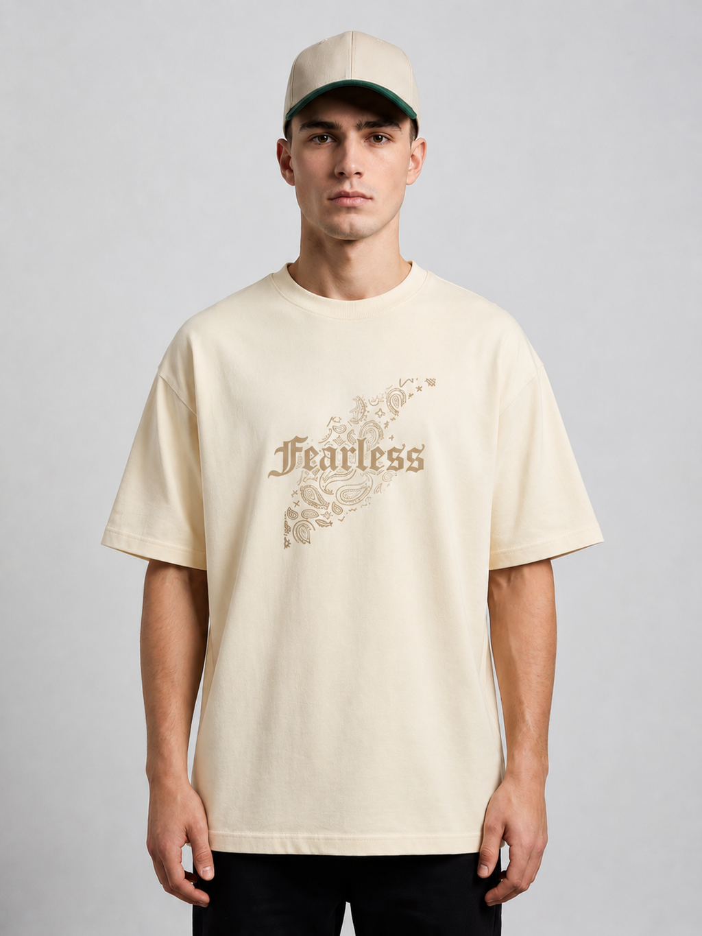 Men’s Casual Oversized T-Shirt | Fearless Print Cotton Streetwear Tee