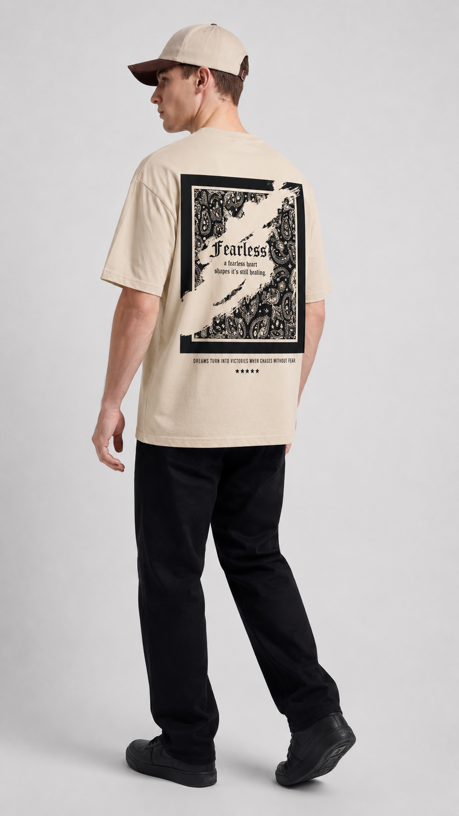 Men’s Casual Oversized T-Shirt | Fearless Print Cotton Streetwear Tee