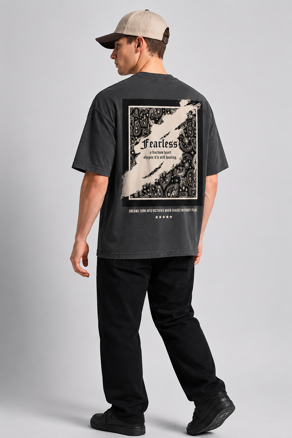 Men’s Casual Oversized T-Shirt | Fearless Print Cotton Streetwear Tee