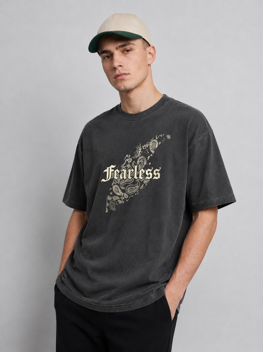 Men’s Casual Oversized T-Shirt | Fearless Print Cotton Streetwear Tee