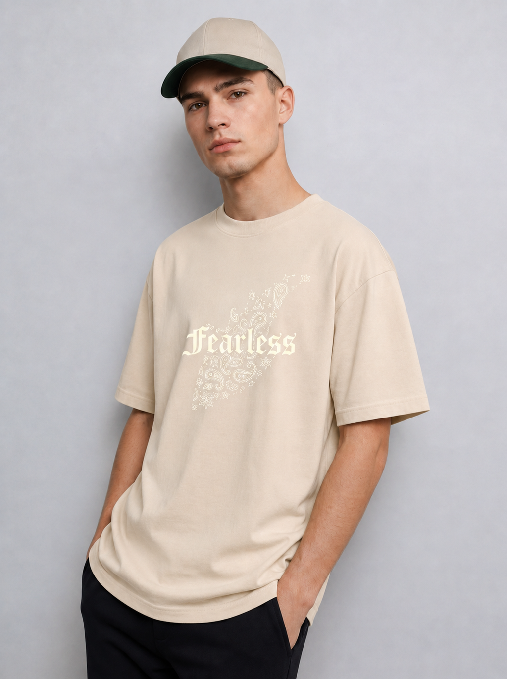 Men’s Casual Oversized T-Shirt | Fearless Print Cotton Streetwear Tee