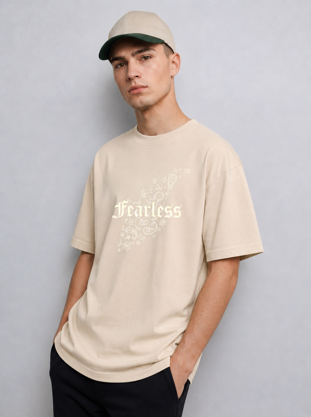 Men’s Casual Oversized T-Shirt | Fearless Print Cotton Streetwear Tee