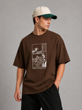 Wanderlust Graphic Tee | Burgundy Mountain & Ocean Wave T-Shirt