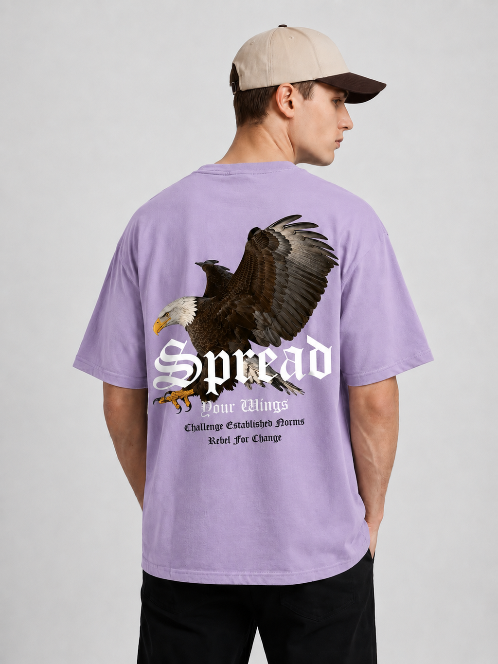 Lavender Urban Streetwear Graphic T-Shirt