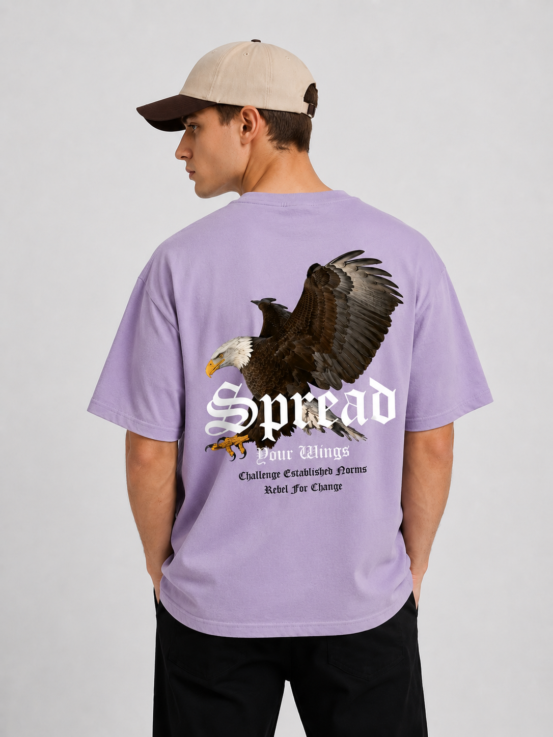Lavender Urban Streetwear Graphic T-Shirt