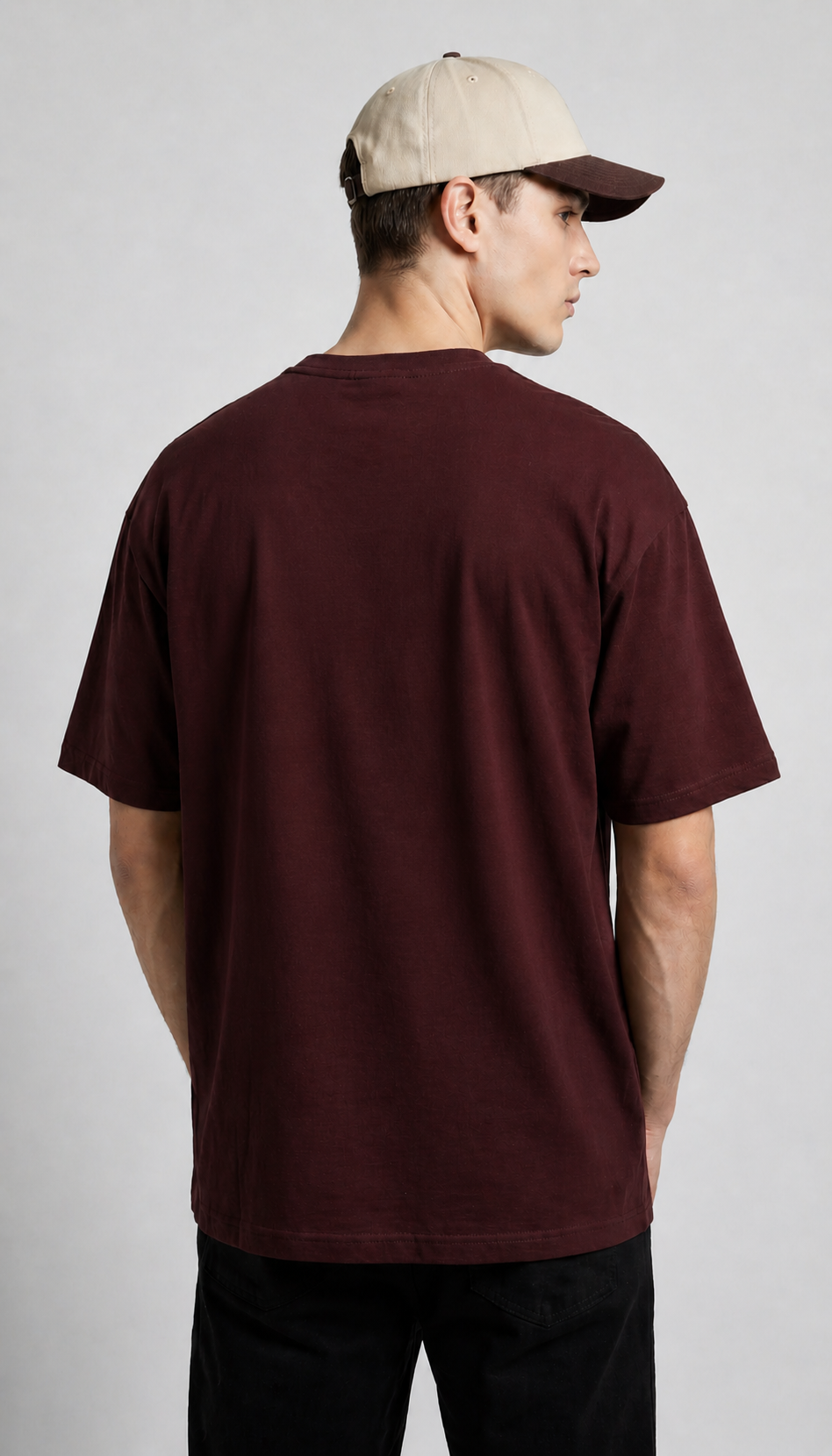 Wanderlust Graphic Tee | Burgundy Mountain & Ocean Wave T-Shirt