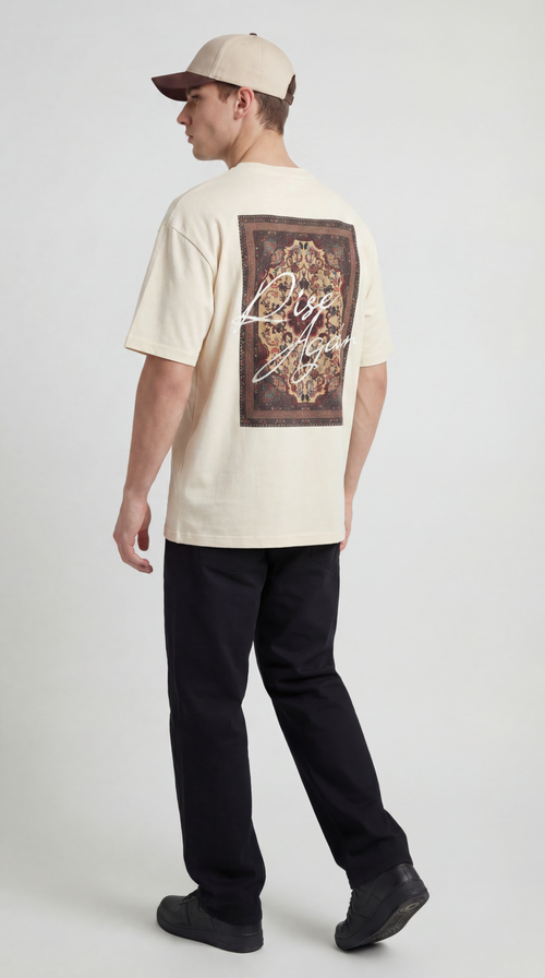 Heritage Pattern Graphic Oversized T-Shirt for Men