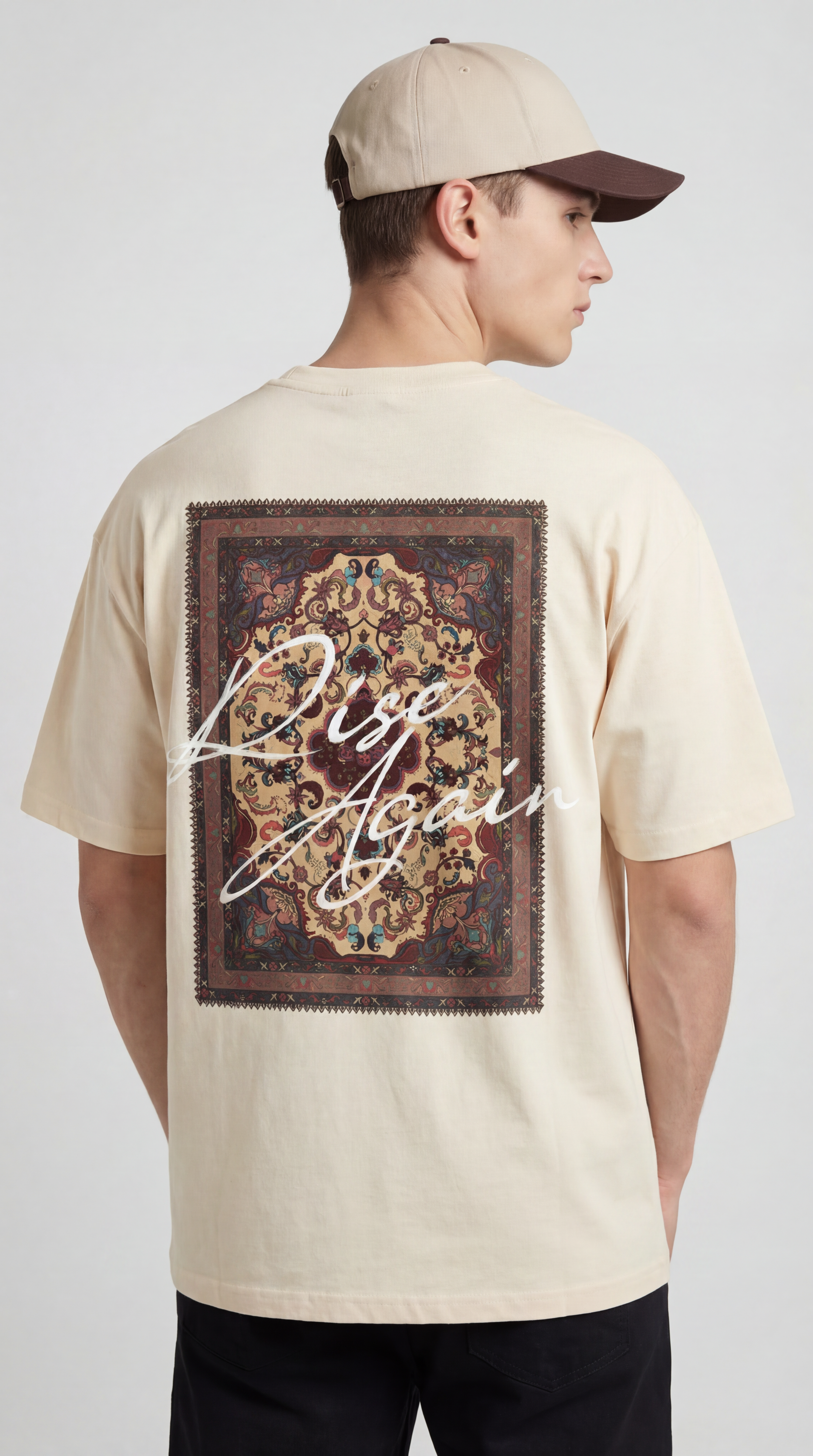 Heritage Pattern Graphic Oversized T-Shirt for Men