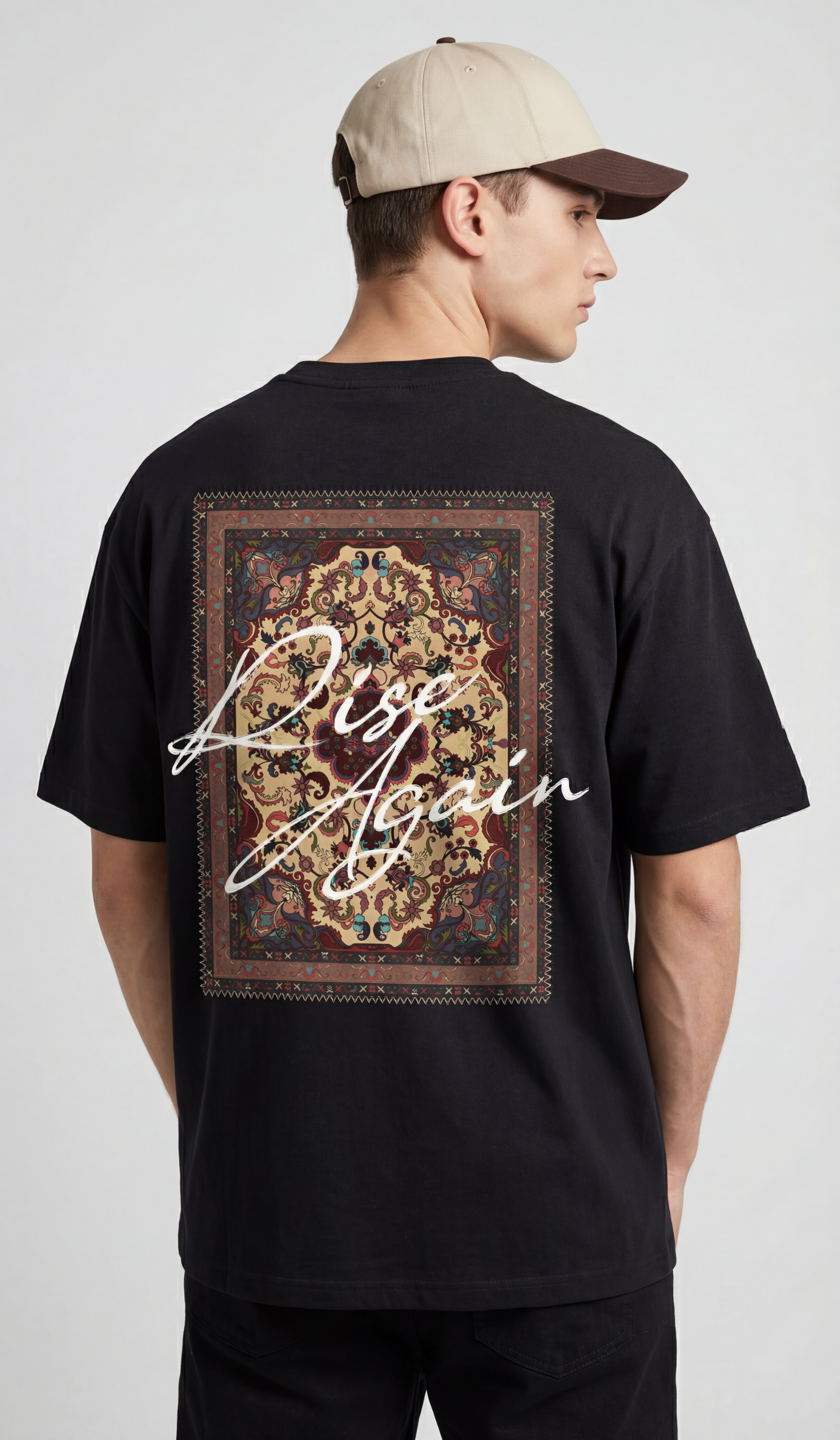 Heritage Pattern Graphic Oversized T-Shirt for Men
