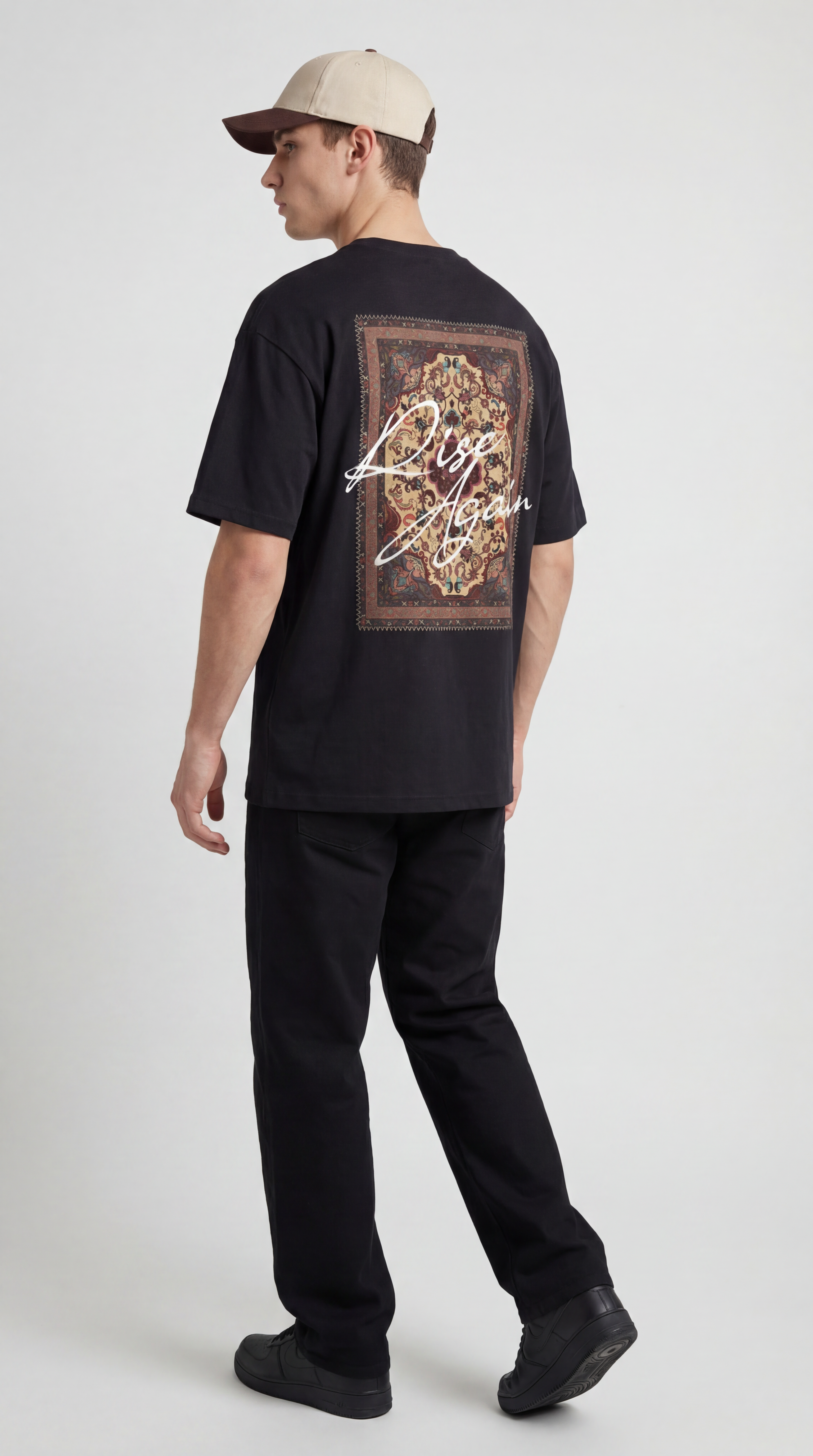 Heritage Pattern Graphic Oversized T-Shirt for Men