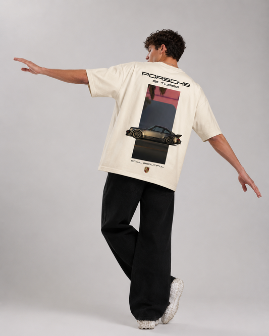 Urban Streetwear Porsche 911 Turbo Oversized Beige Tee