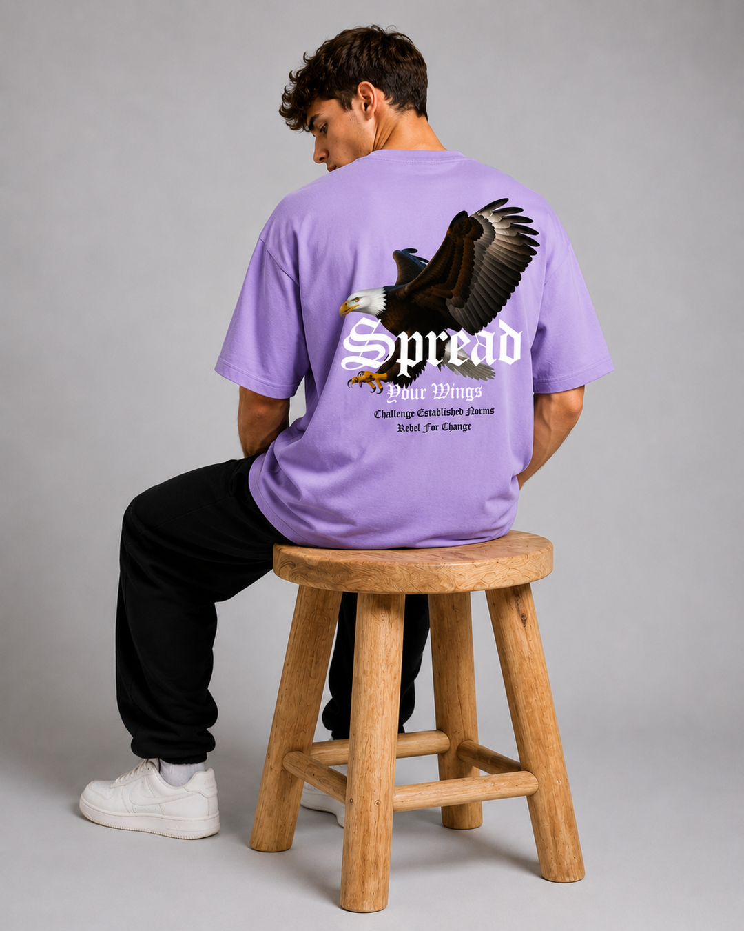 Lavender Urban Streetwear Graphic T-Shirt