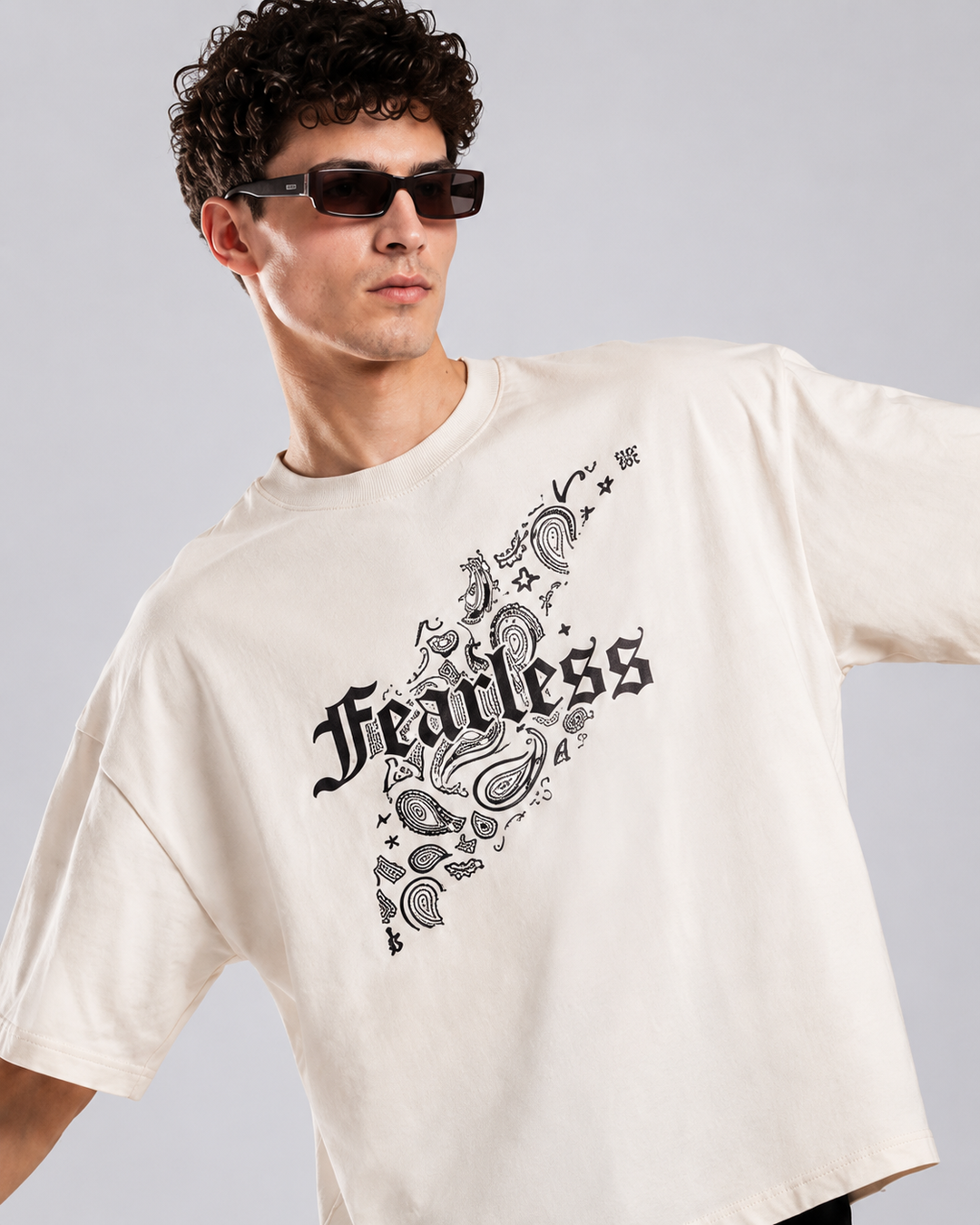 Men’s Casual Oversized T-Shirt | Fearless Print Cotton Streetwear Tee