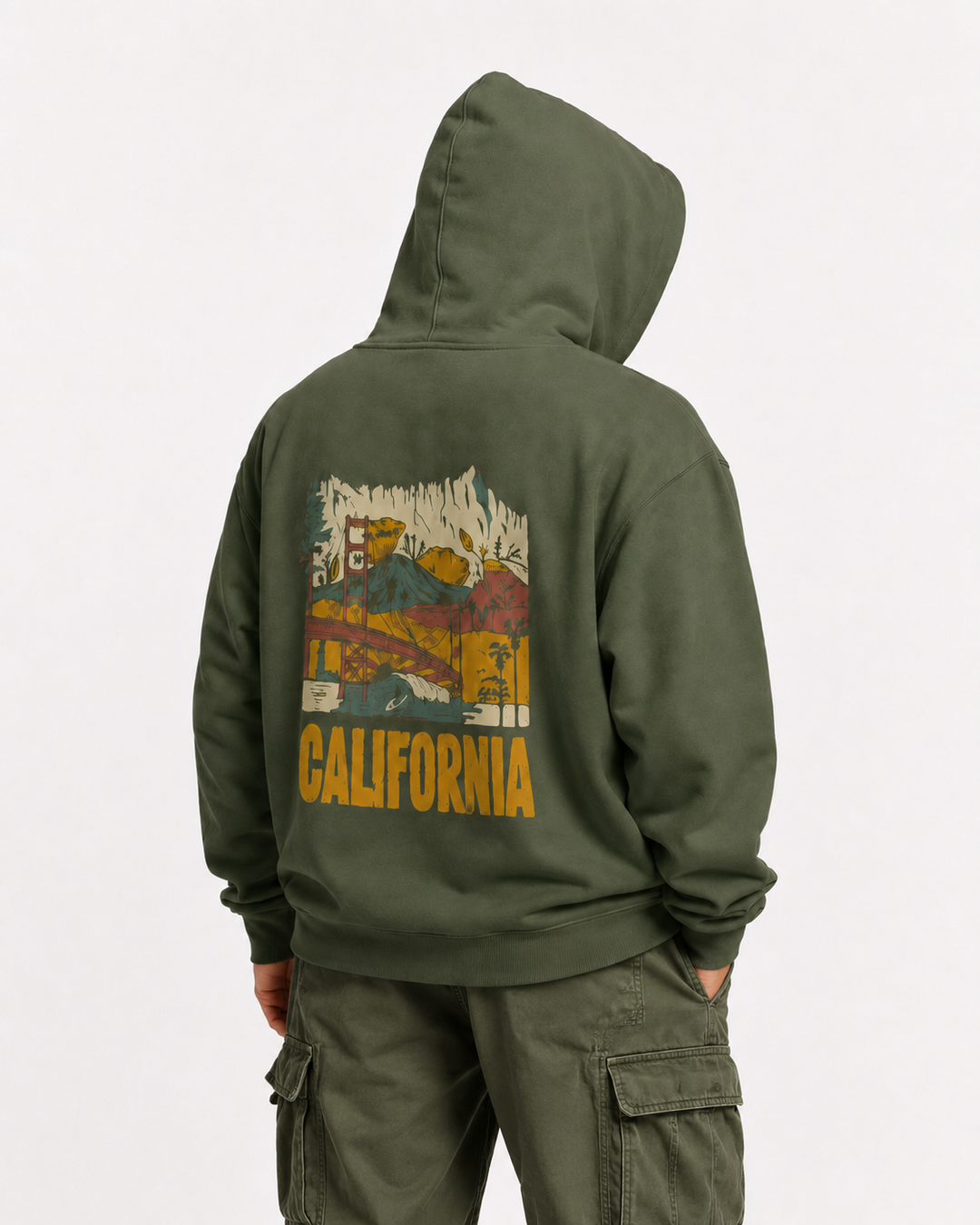 Men’s Olive Green Oversized Hoodie – California Streetwear Design