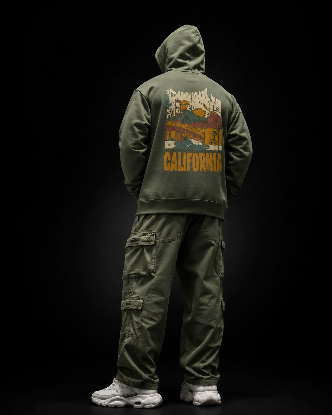 Men’s Olive Green Oversized Hoodie – California Streetwear Design