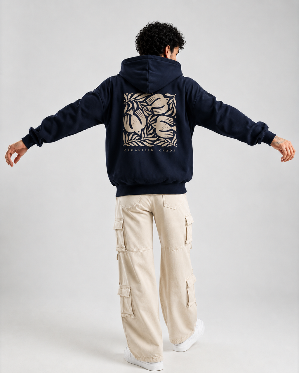 Men’s Oversized Streetwear Hoodie with Artistic Back Print