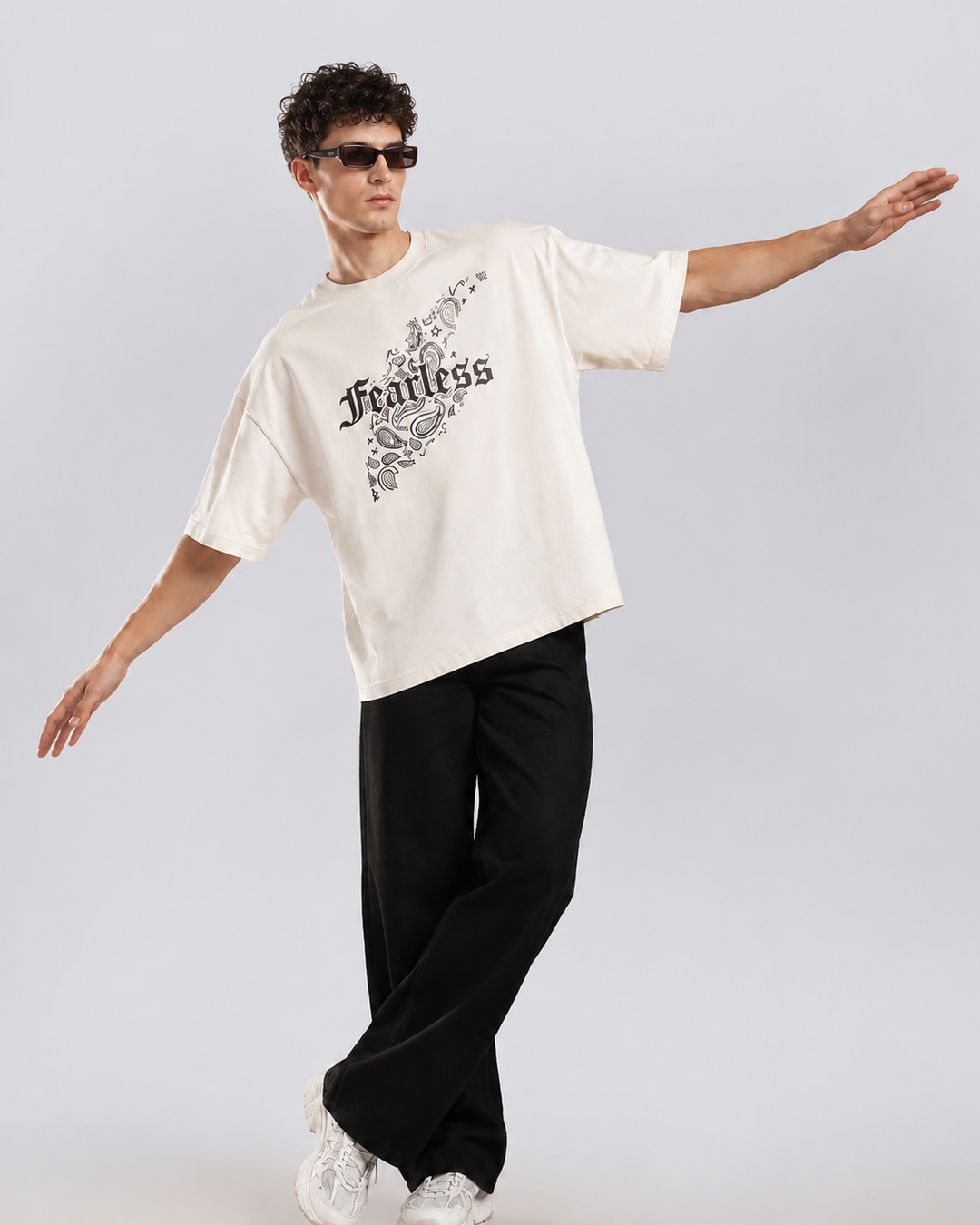 Men’s Casual Oversized T-Shirt | Fearless Print Cotton Streetwear Tee